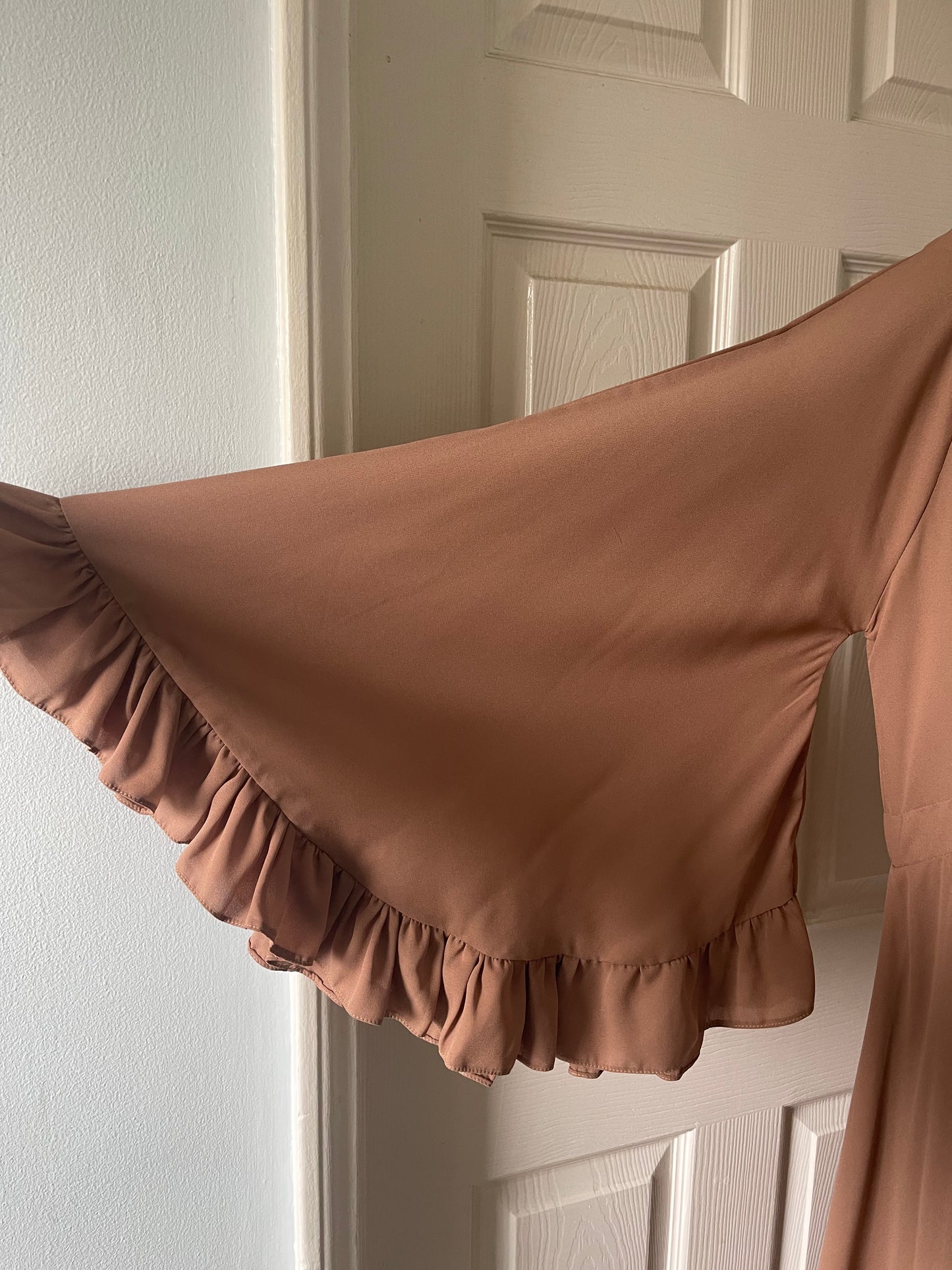 Nude frill abaya with hijab