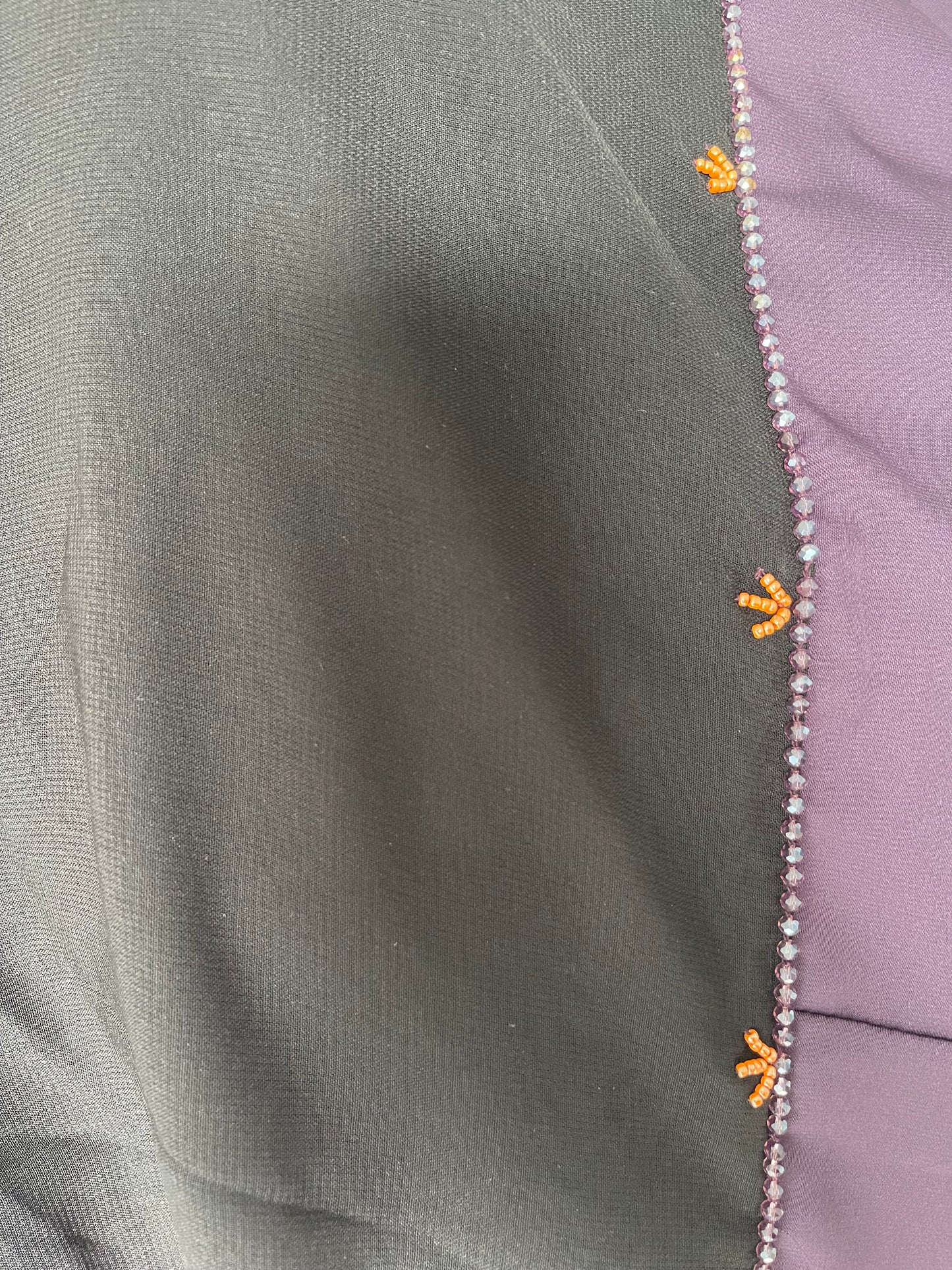 Purple/plum bead embroidery butterfly batwing abaya