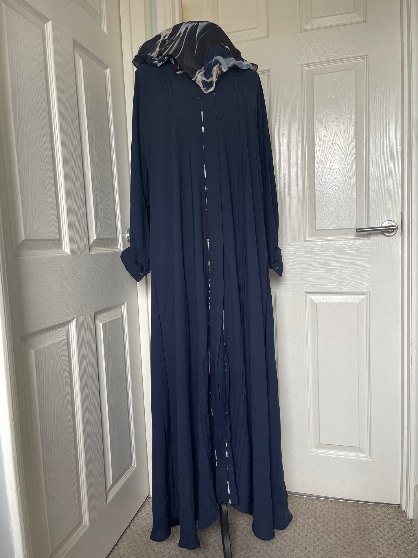 Navy blue Frock style abaya cuff sleeve