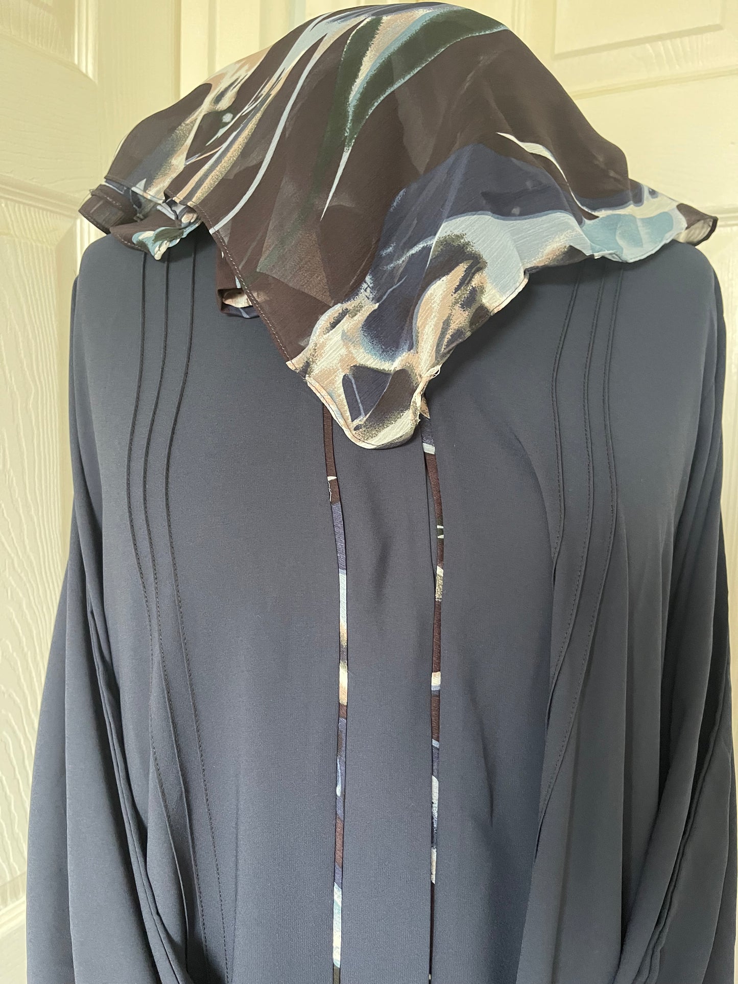 Navy blue Frock style abaya cuff sleeve
