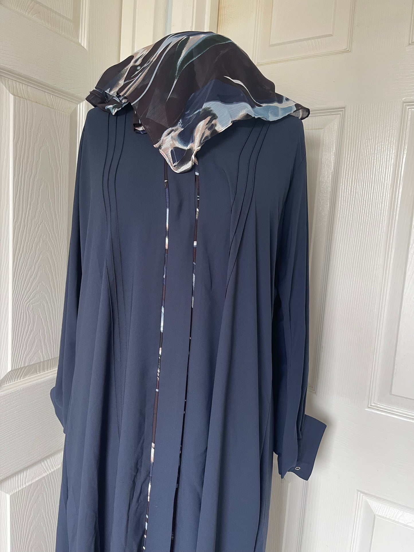 Navy blue Frock style abaya cuff sleeve