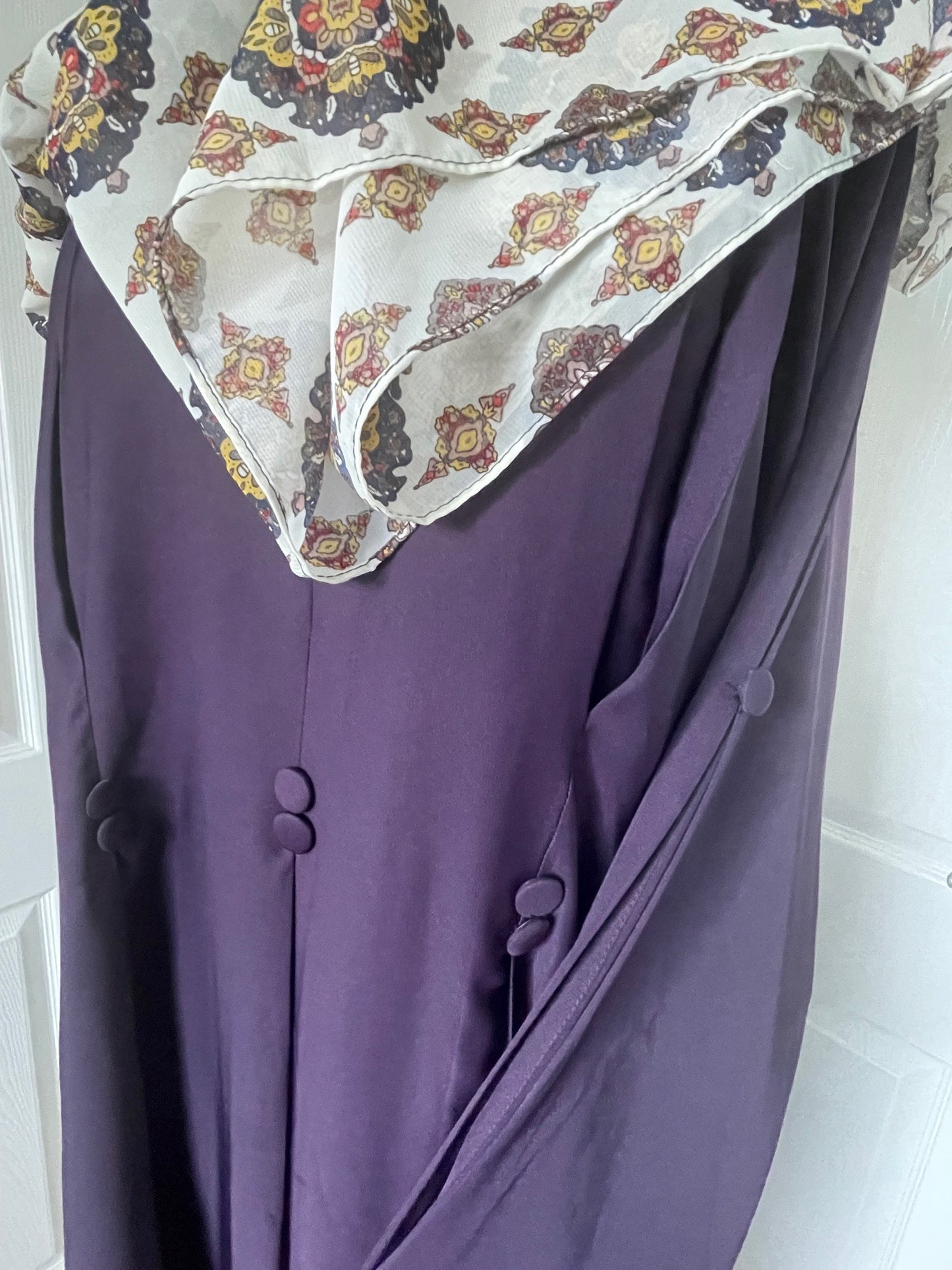 Purple aubergine buttoned abaya with hijab