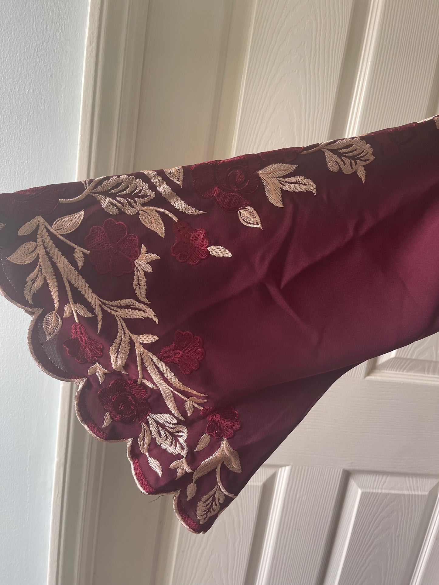 Maroon embroidered sleeve abaya