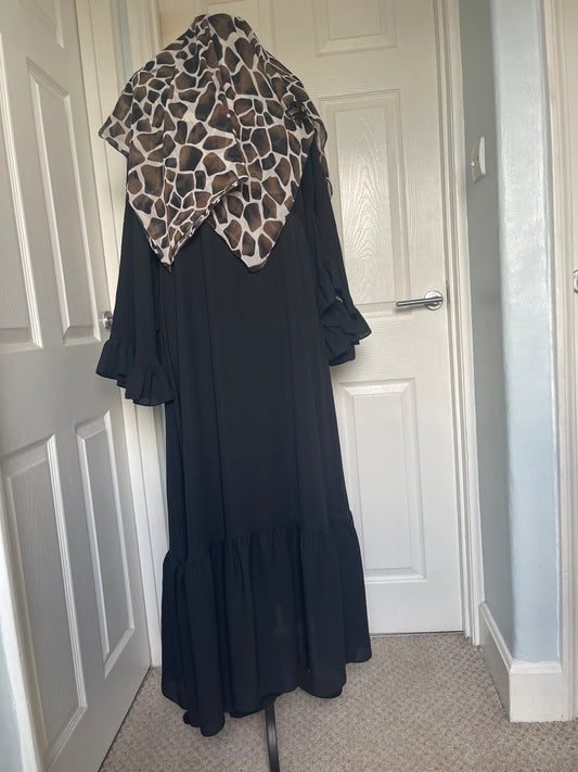Black frill sleeve abaya