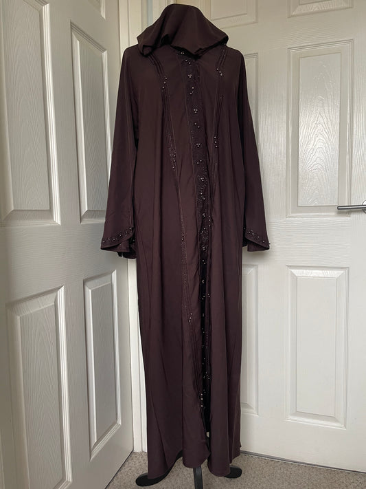 Brown diamanté pearl abaya