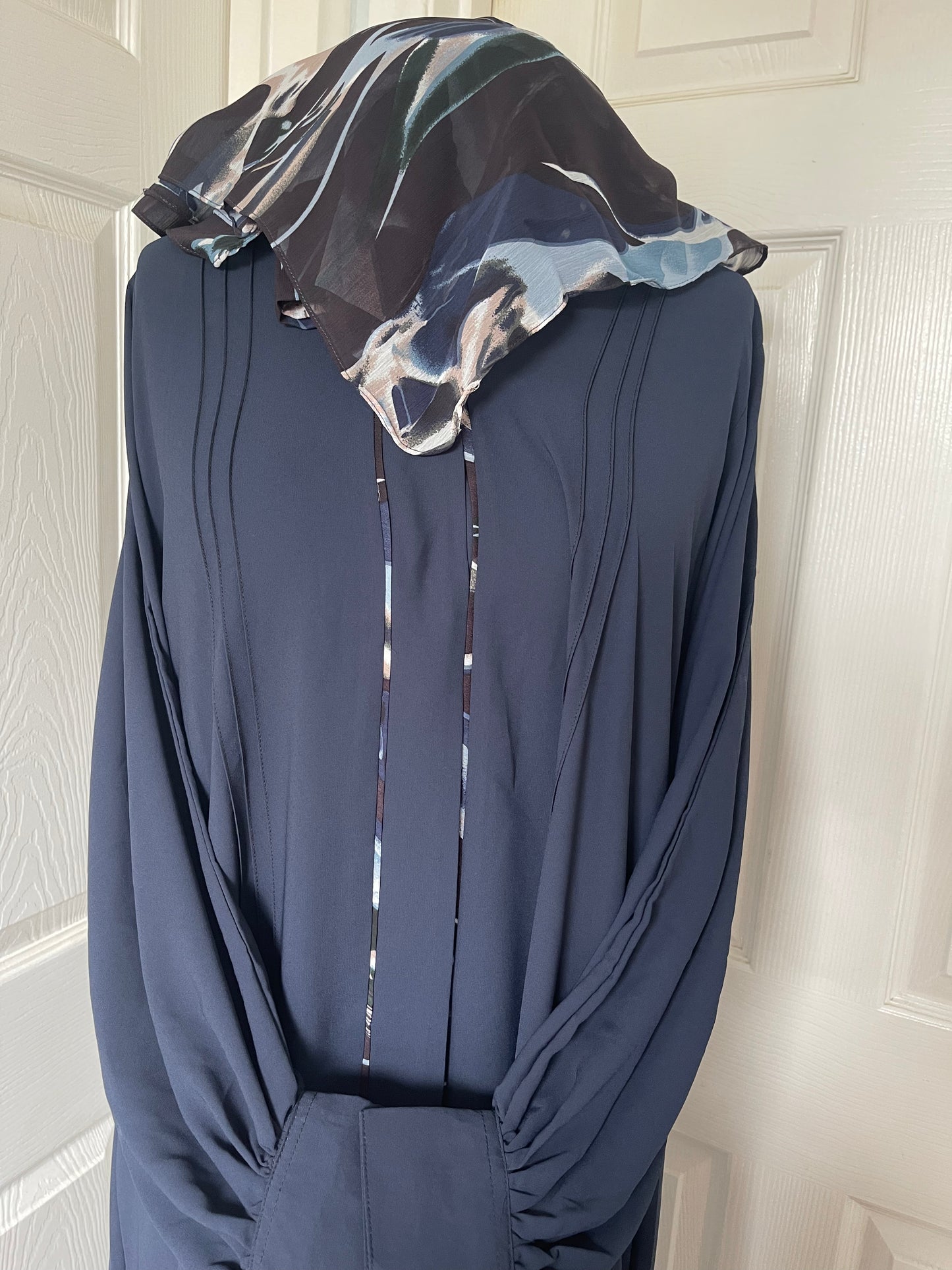 Navy blue Frock style abaya cuff sleeve