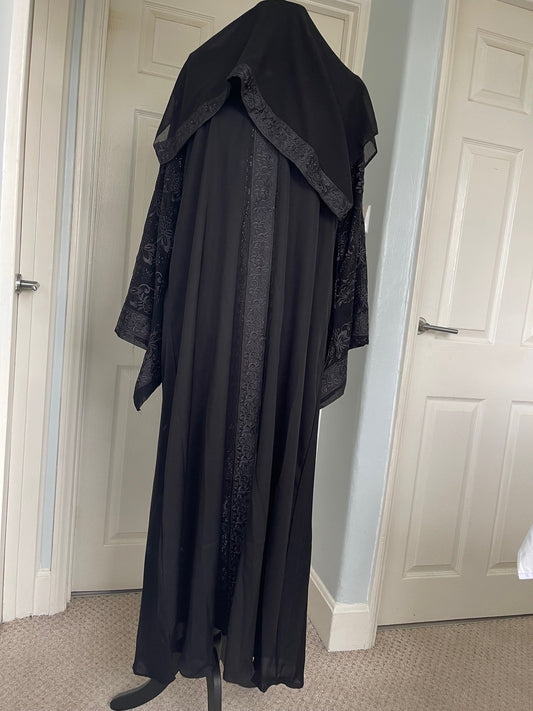 Black embroidered abaya