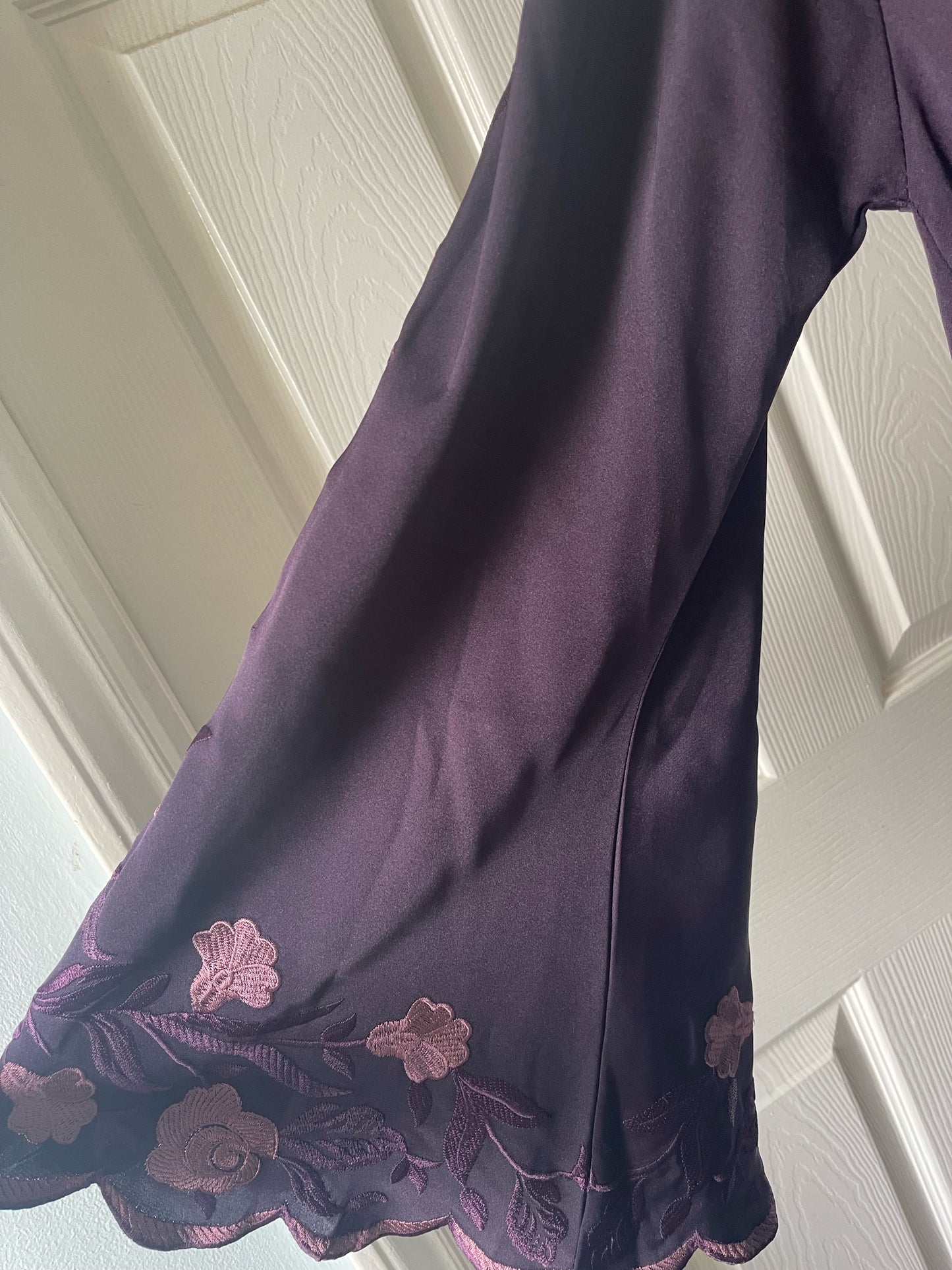 Purple embroidered sleeve abaya